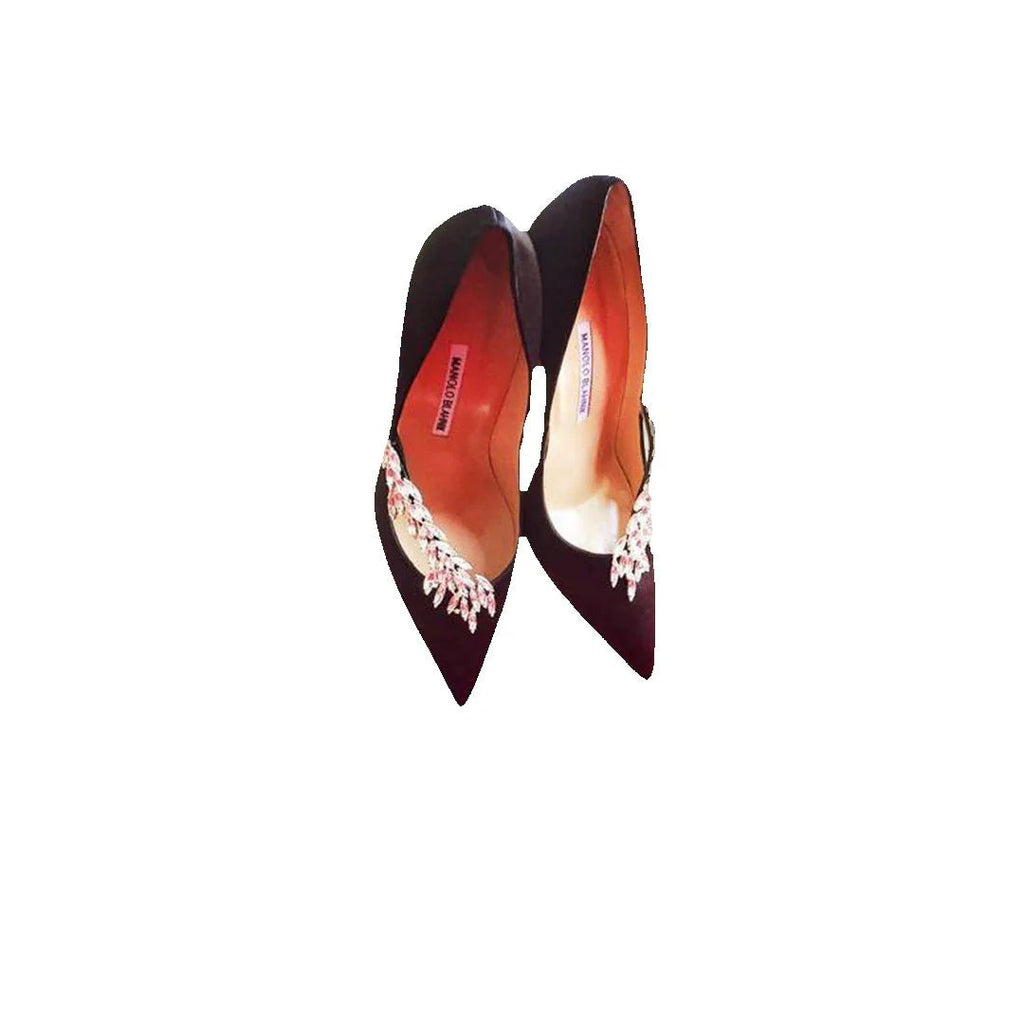 Manolo Blahnik Nadira Pumps - Burgundy/Black