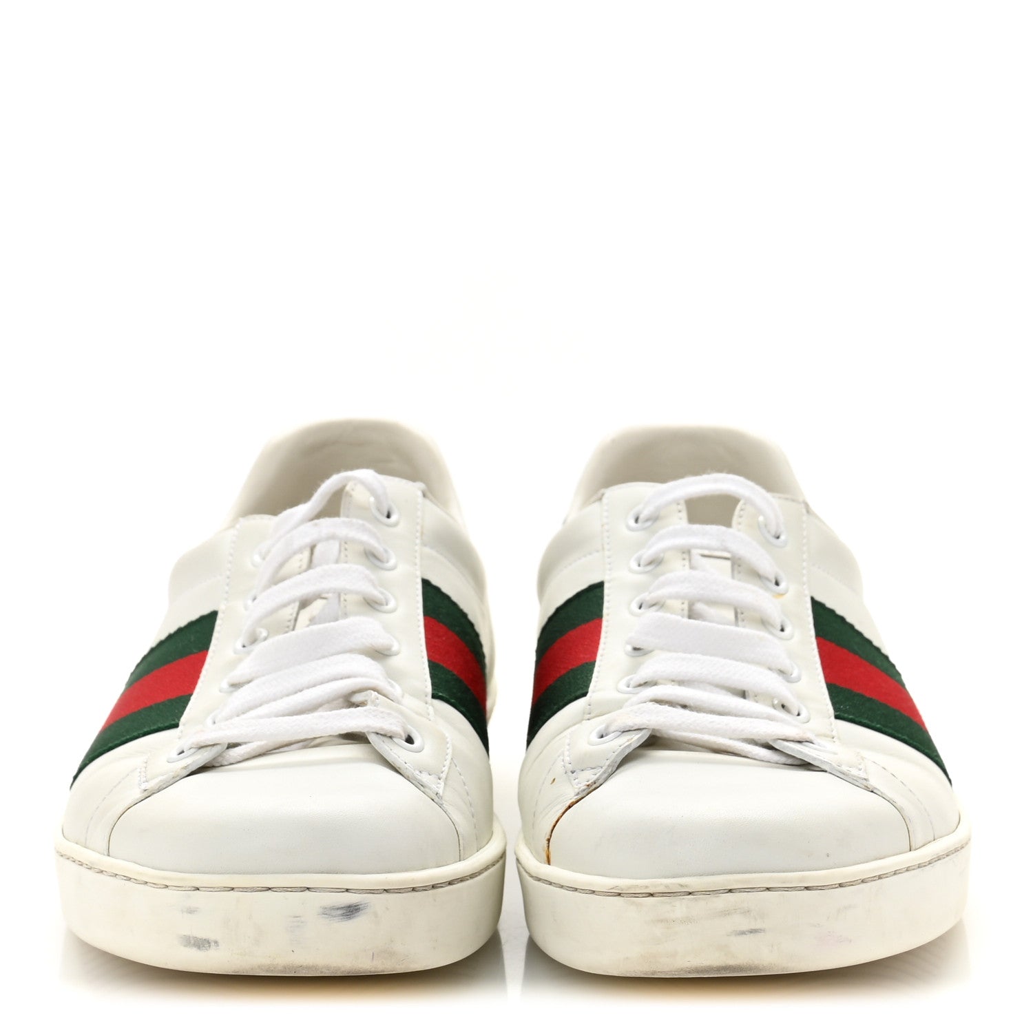 GUCCI CALFSKIN CROCODILE WEB ACE SNEAKERS WHITE GREEN