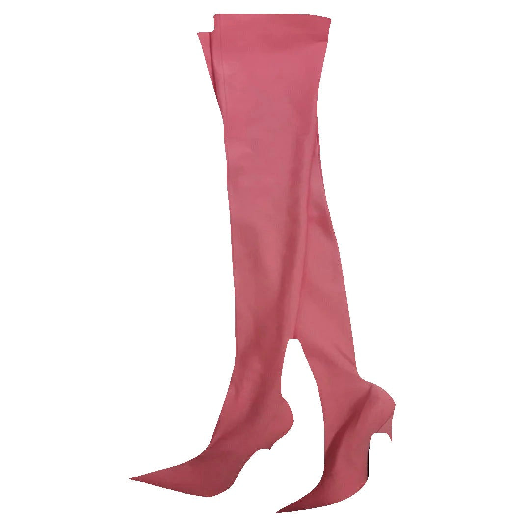 Balenciaga Knife Thigh High Boots - Pink