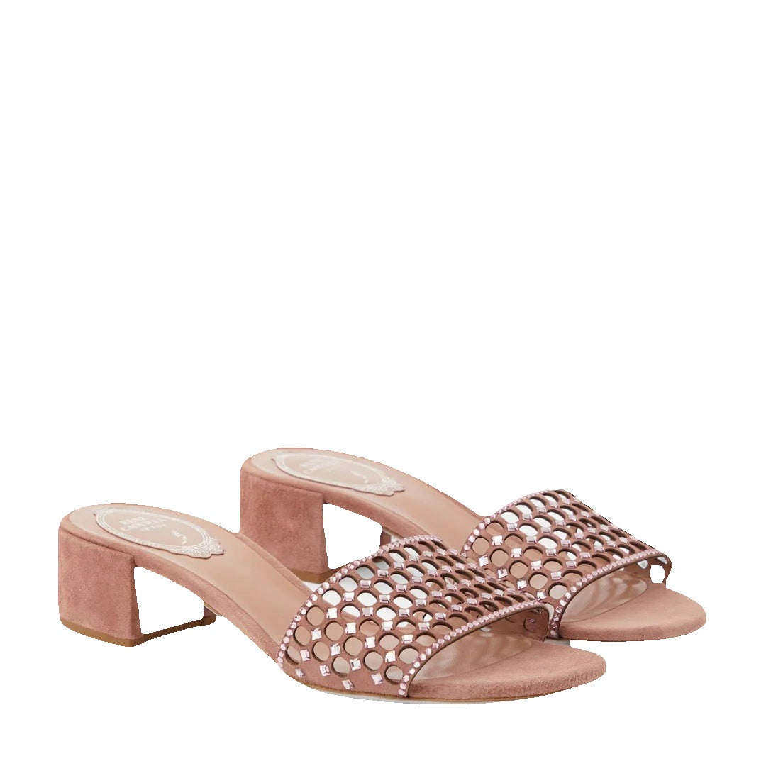 René Caovilla Mules Textile Fibers - Pink