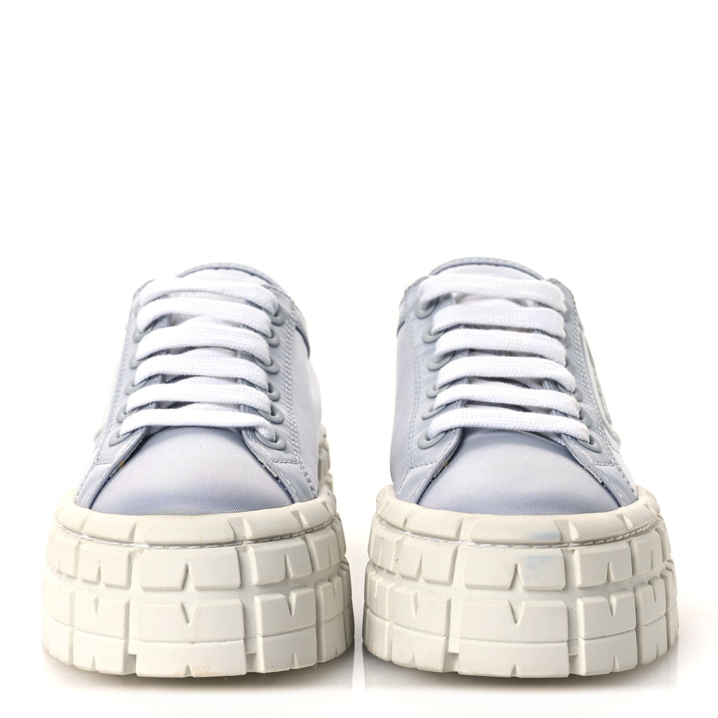 PRADA RE-NYLON GABARDINE TRIANGLE LOGO DOUBLE WHEEL SNEAKERS GREEN