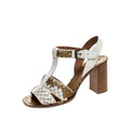 Bottega Veneta Exposed Heel Design To Wear Casual Sandals - White/Gold (different model - T-strap block heel)