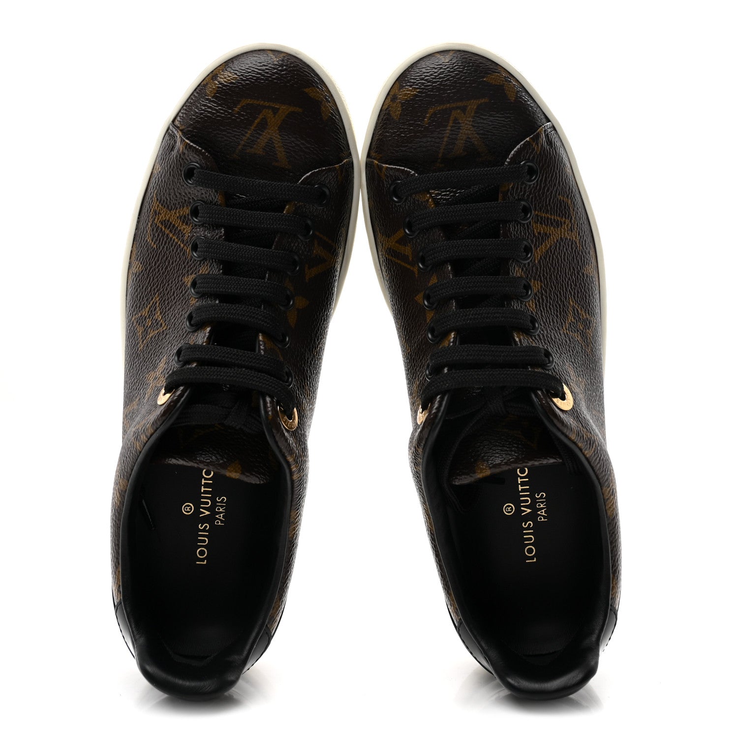 LOUIS VUITTON PATENT MONOGRAM FRONTROW SNEAKER BROWN