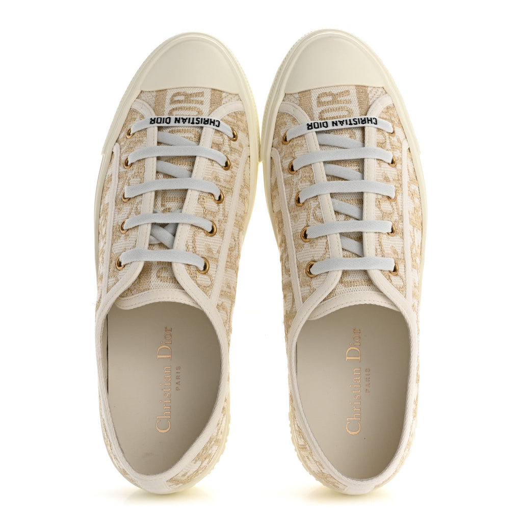 CHRISTIAN DIOR CANVAS OBLIQUE WALK'N'DIOR LOW TOP SNEAKER PALE GOLD