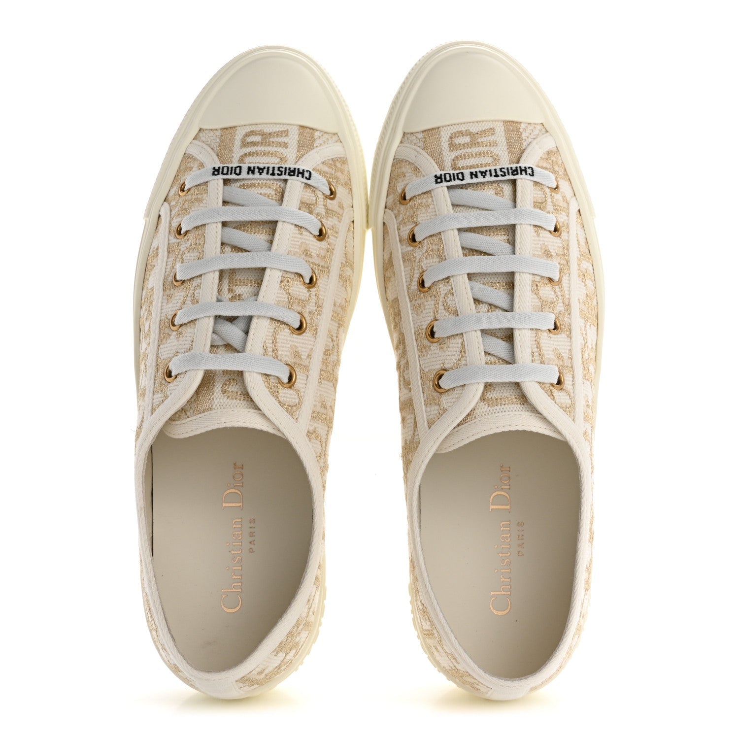 CHRISTIAN DIOR CANVAS OBLIQUE WALK'N'DIOR LOW TOP SNEAKER PALE GOLD