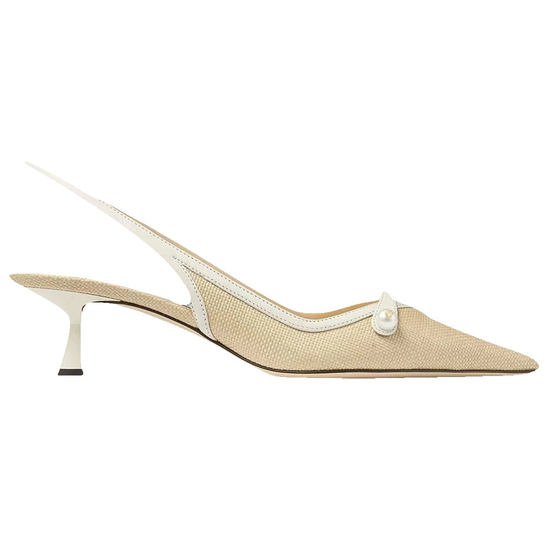 Jimmy Choo 85mm Amita Sling-Back Pumps - Beige/Cream