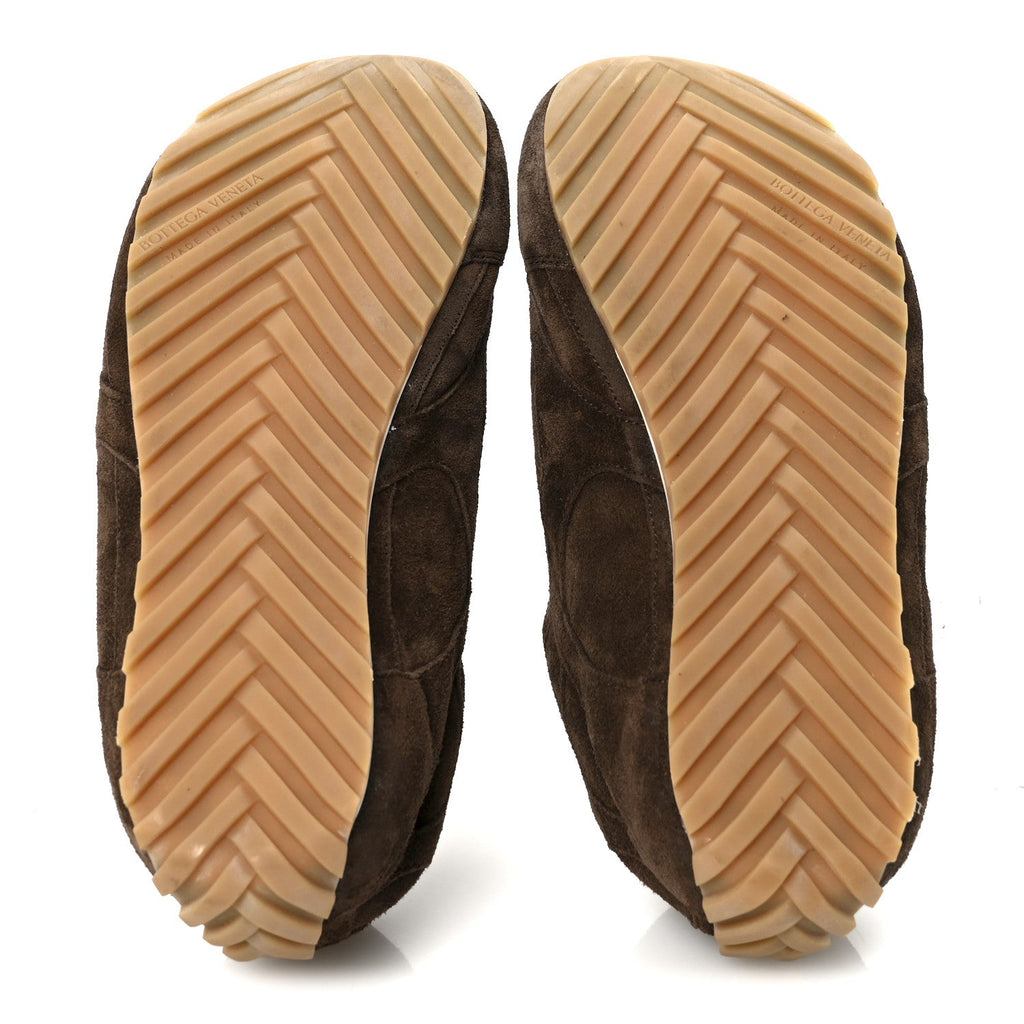 BOTTEGA VENETA ORBIT FLASH SUEDE SNEAKERS BEIGE & GREEN