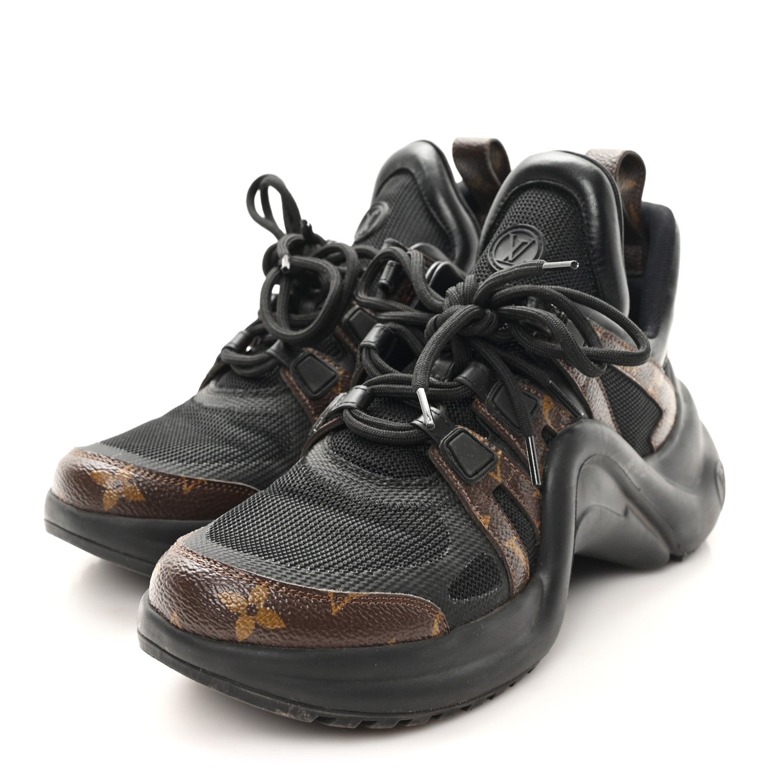 LOUIS VUITTON CALFSKIN PATENT MONOGRAM LV ARCHLIGHT SNEAKER BLACK