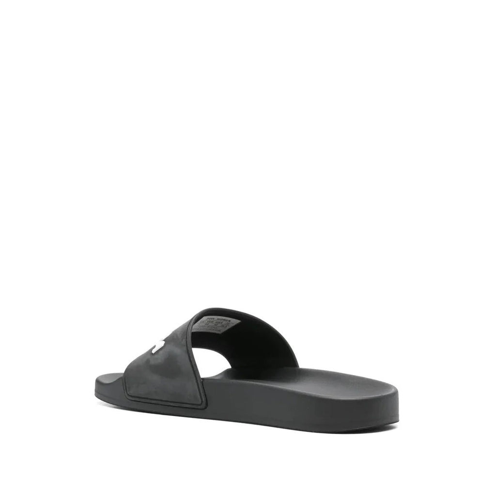 Balenciaga Logo-Embossed Pool Slides - Black