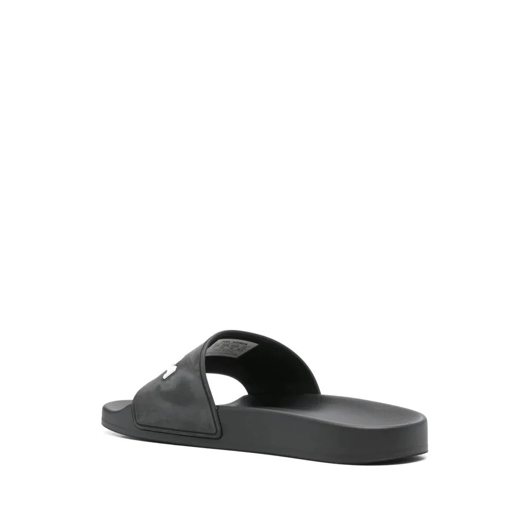 Balenciaga Logo-Embossed Pool Slides - Black
