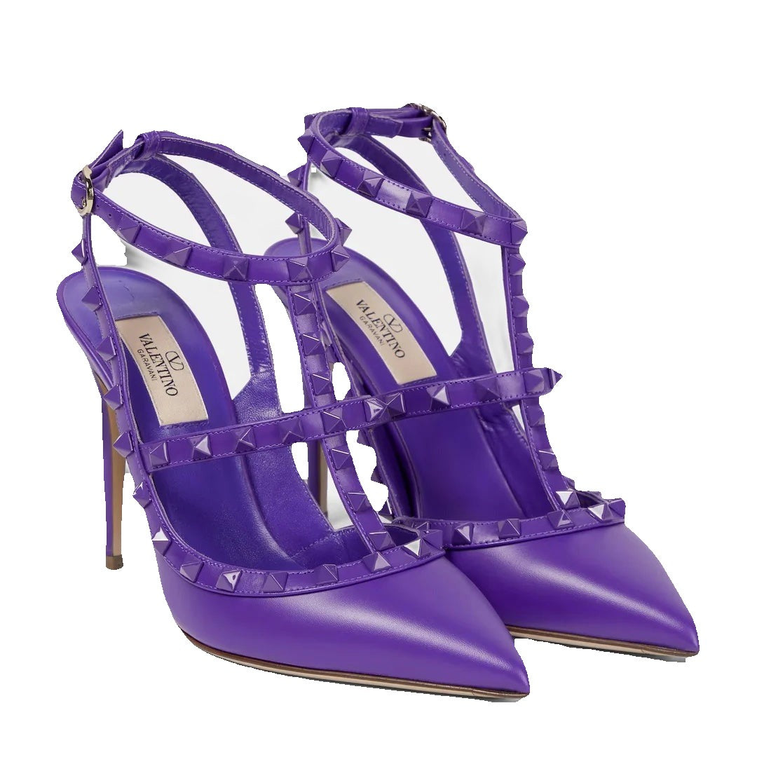 Valentino Garavani Open Toe Revele Suede Pumps 105mm - Purple