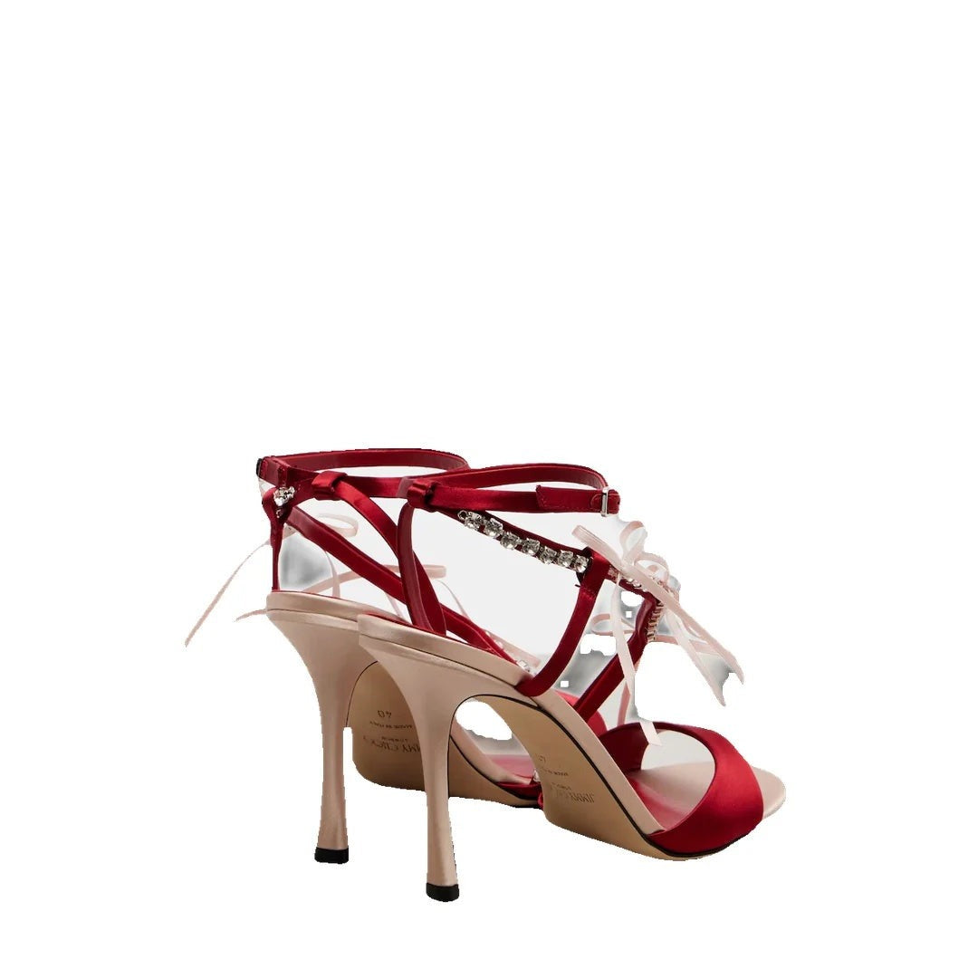 Jimmy Choo Lula Bow Detailed Satin Sandals - Red