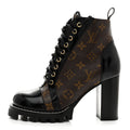 LOUIS VUITTON PATENT CALFSKIN MONOGRAM STAR TRAIL ANKLE BOOTS BLACK