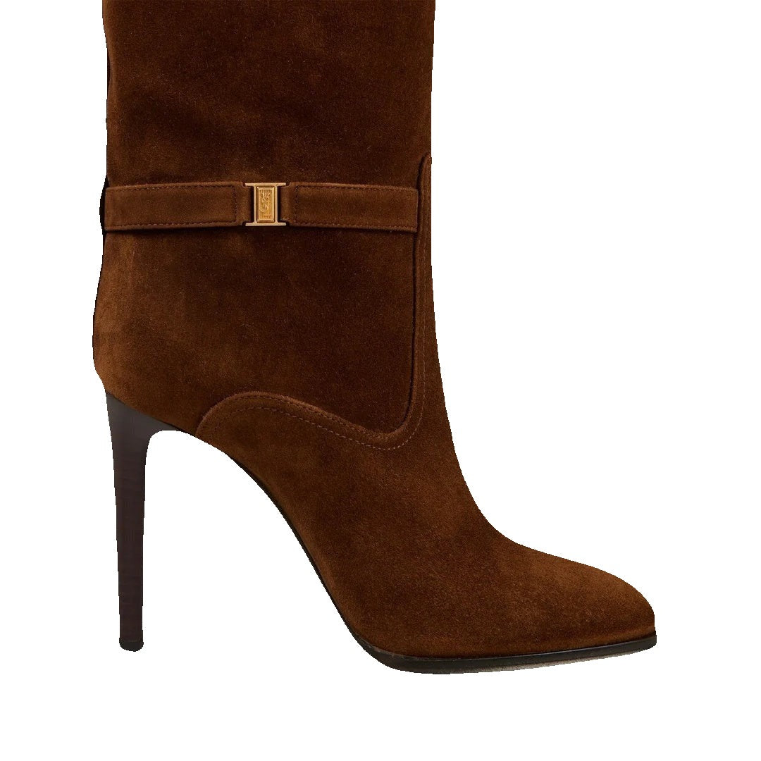 Saint Laurent Linda 100mm Pointed-Toe Boots - Brown