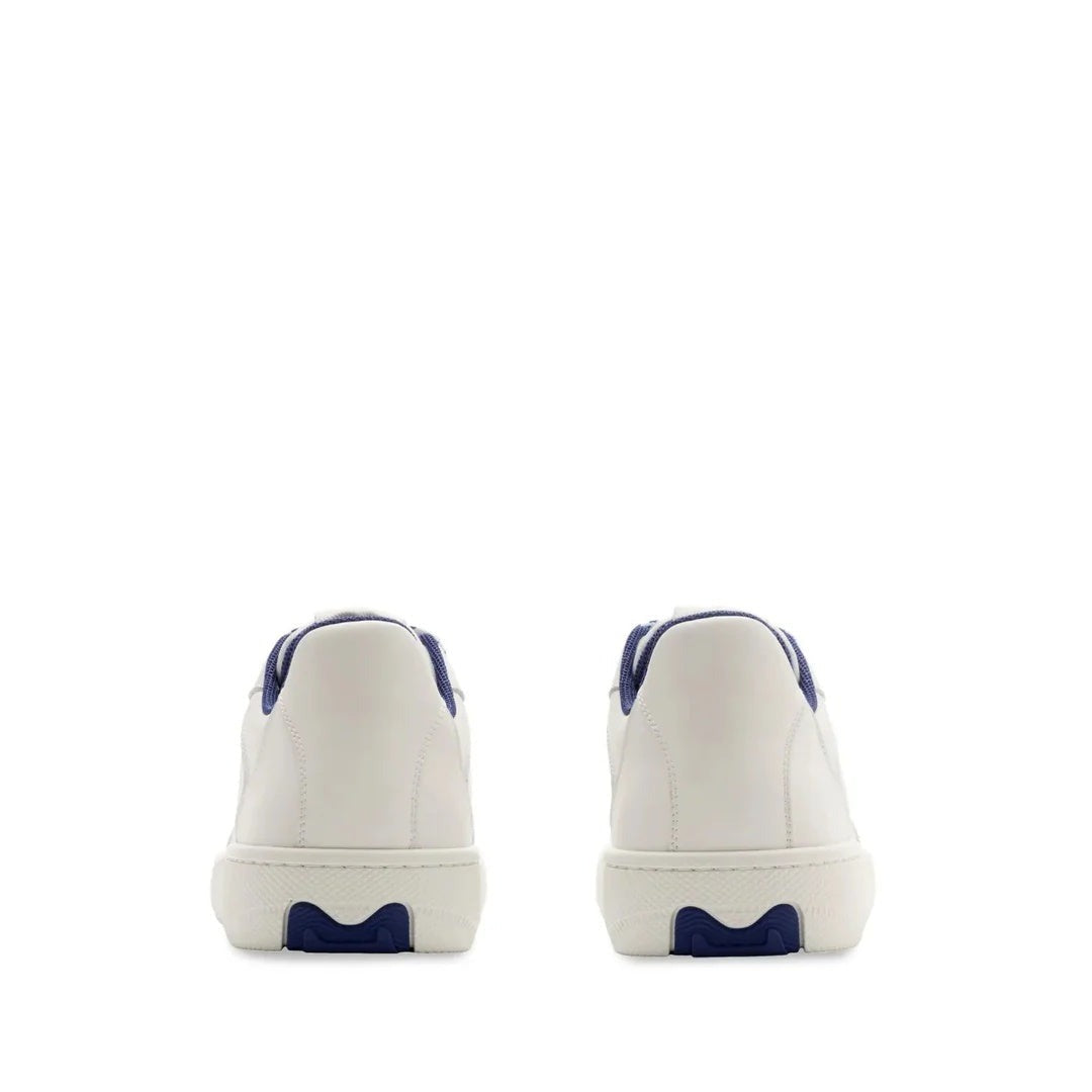 Burberry Box Equestrian Knight Motif Leather Sneakers - White