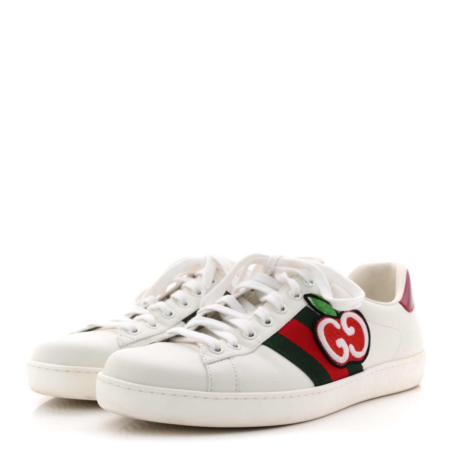 GUCCI CALFSKIN CROCODILE WEB ACE SNEAKERS WHITE GREEN