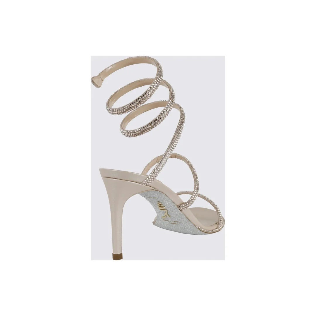 René Caovilla Eden Nude Sandal 80 - Champagne/Silver