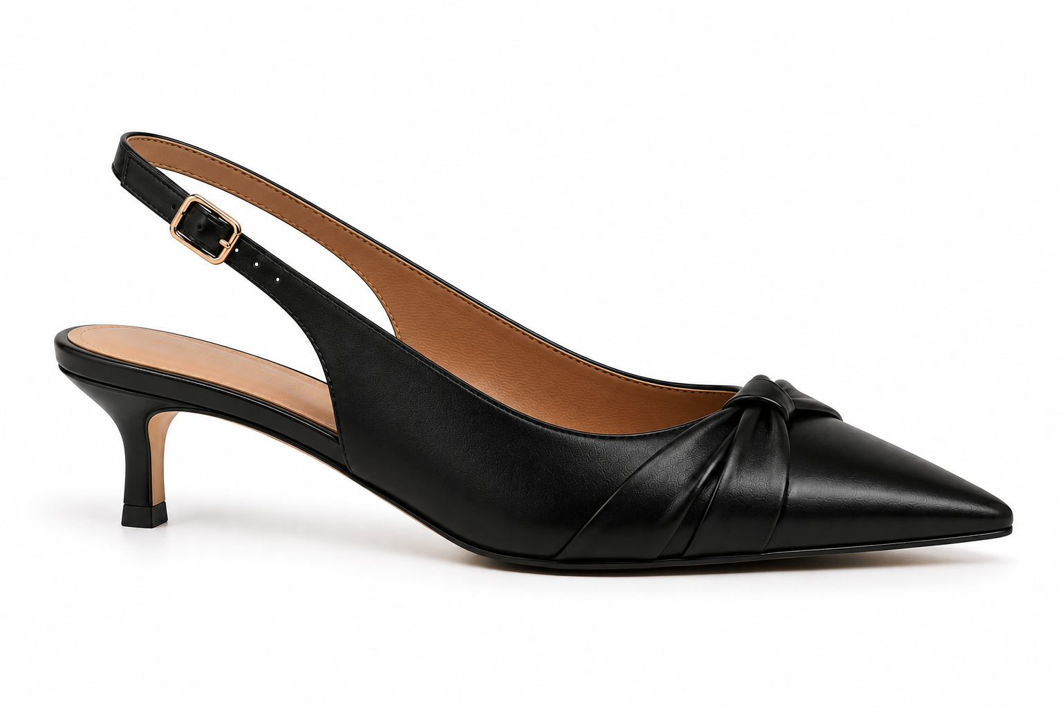 Roziera Black Gold Tie Kitten Heel