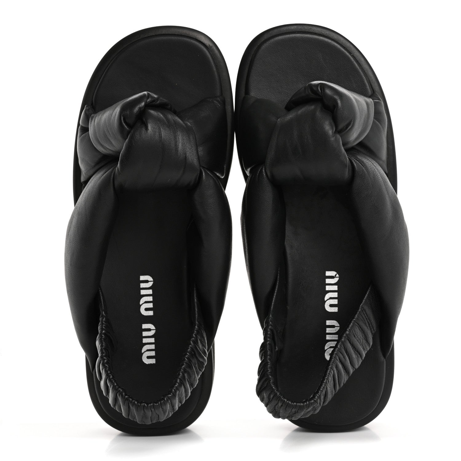 PRADA NAPPA LEATHER PLATFORM SANDALS BLACK