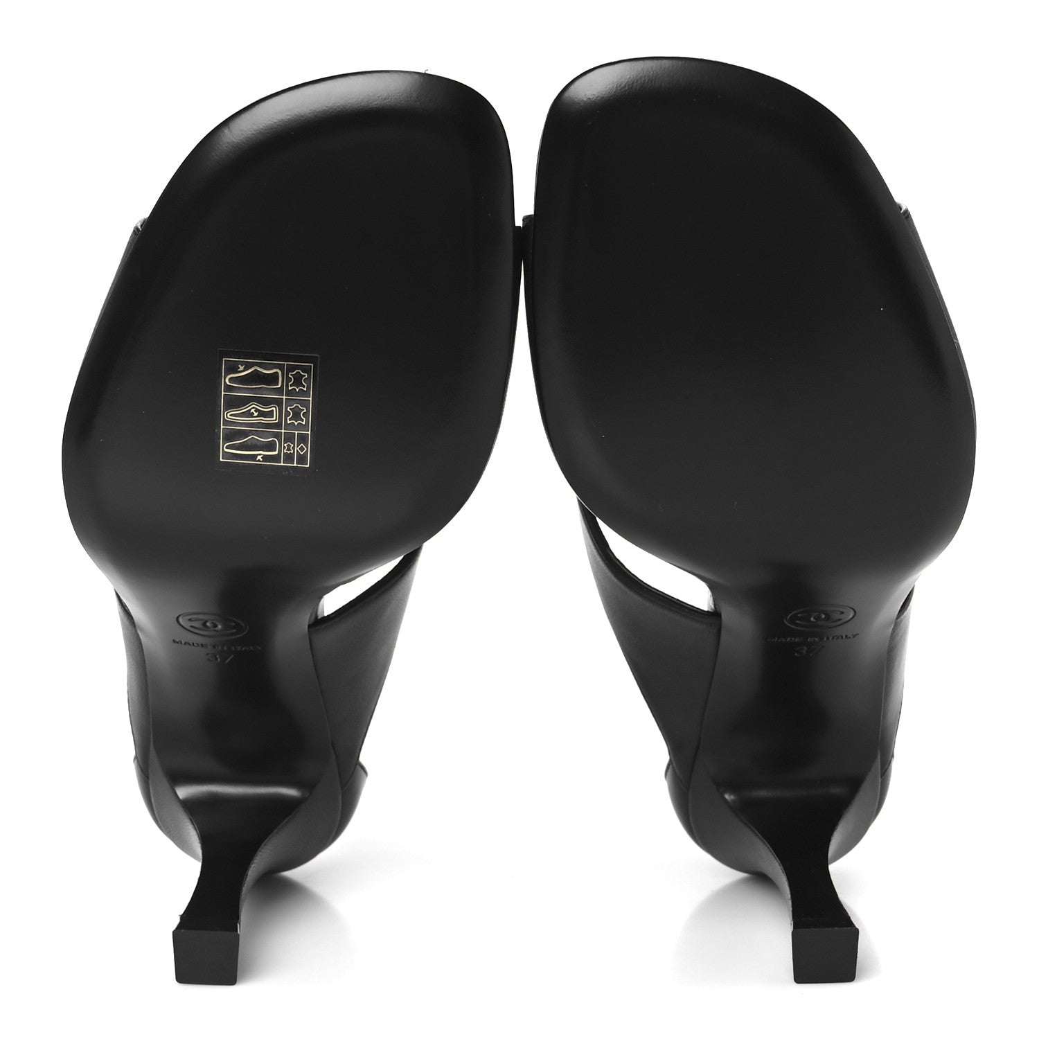 CHANEL LAMBSKIN CC LOGO THONG SANDAL BLACK