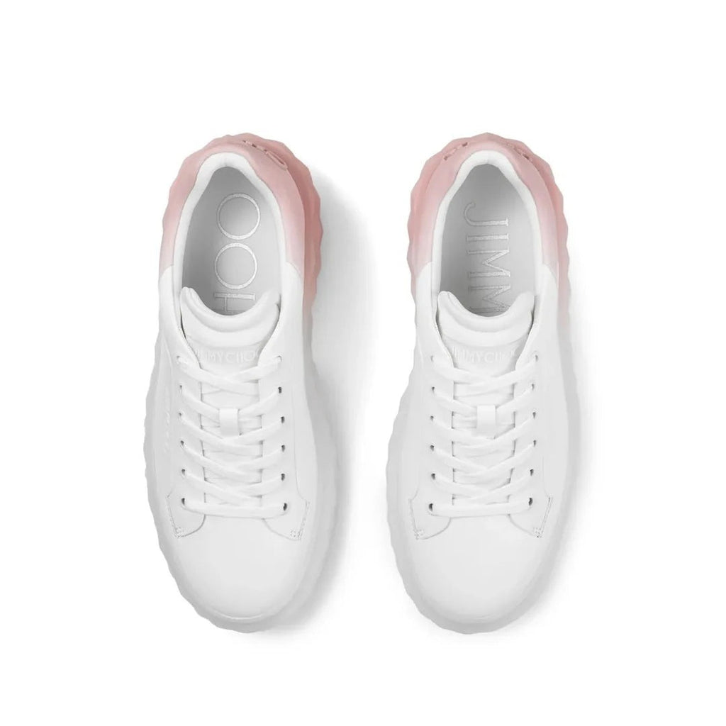 Jimmy Choo Diamond Light Maxi Leather Sneakers - White/Pink