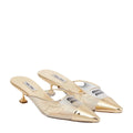 Miu Miu Logo-Embossed Leather Mules - Gold