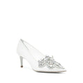 René Caovilla Veneziana 50mm Crystal Slingback Pump - White (kitten heel pump, not slingback)
