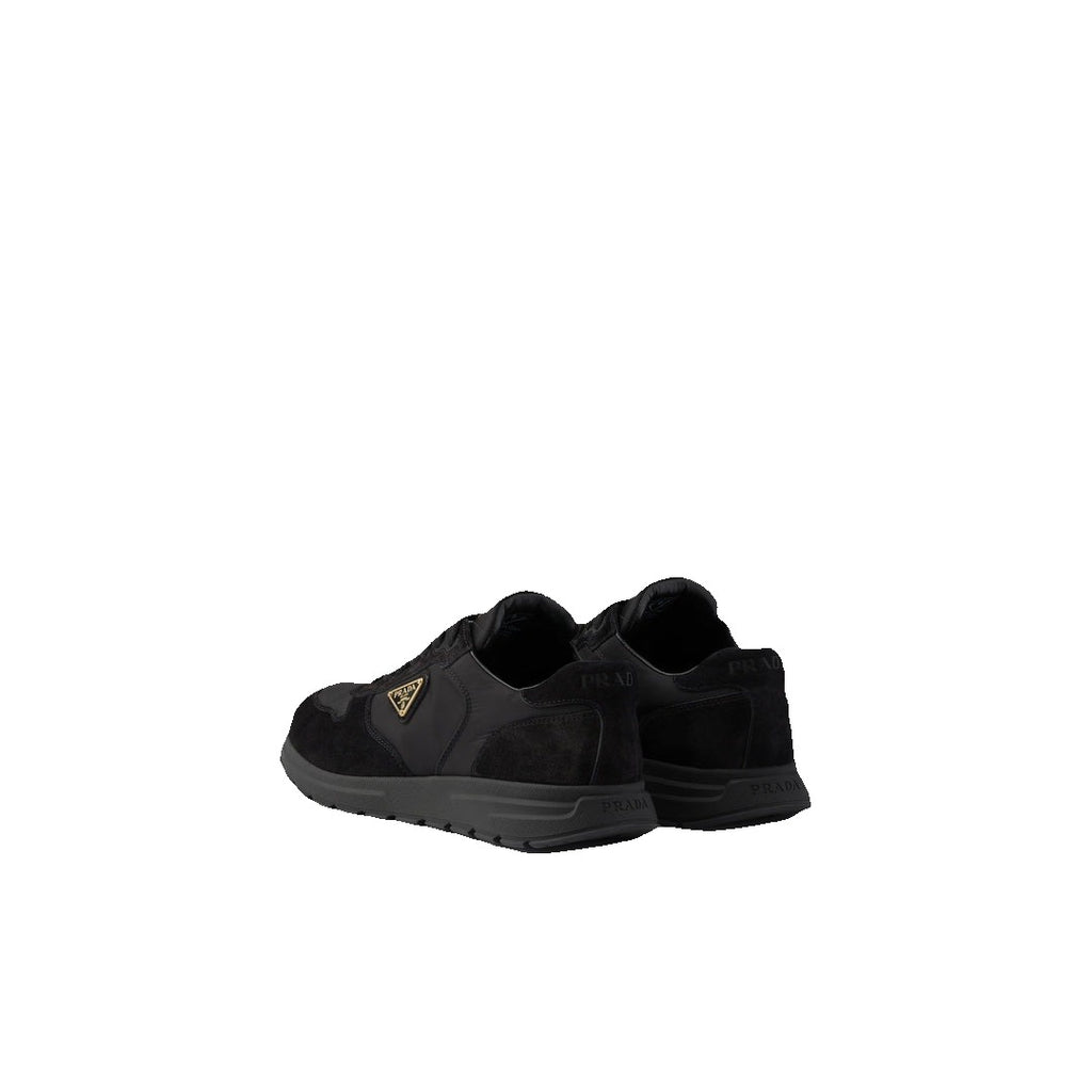Prada Nylon and Suede Low-Top Sneakers - Black