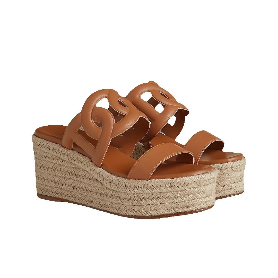 Hermès Ithea 30 Espadrille Beige - Tan/Brown
