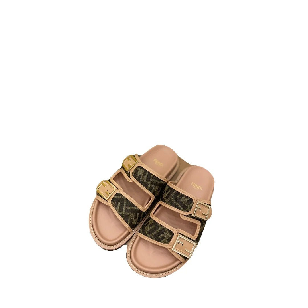 Fendi Feel Slides - Pink/Brown