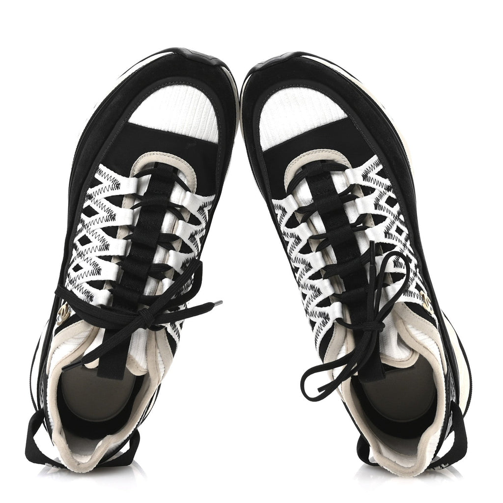 CHANEL FABRIC SUEDE CALFSKIN CC SNEAKERS PINK BEIGE PINK & BLACK & WHITE