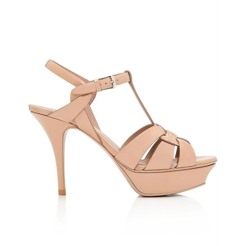 Saint Laurent Tribute 105 Interlocking Platform Sandals - Nude/Beige