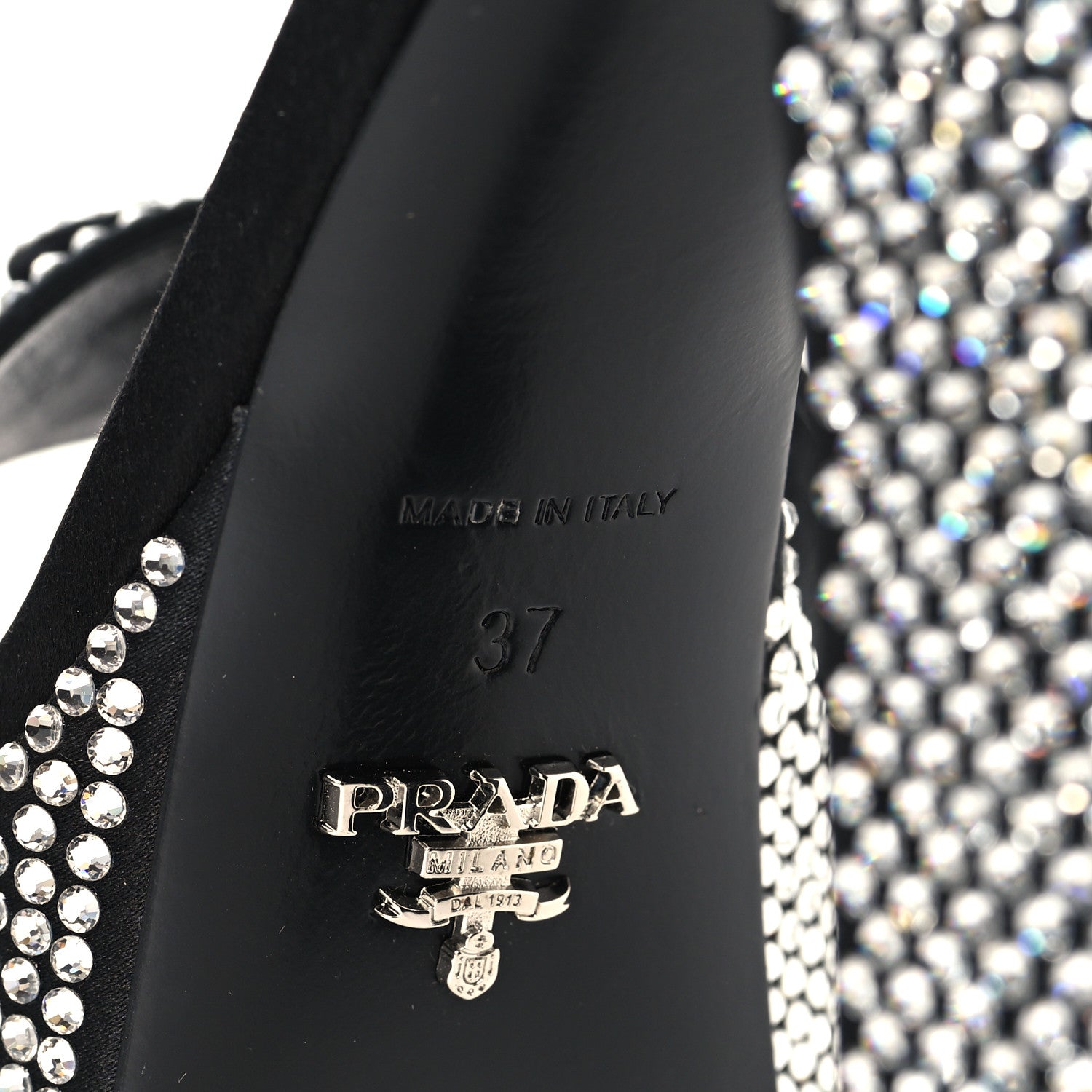 PRADA SATIN CRYSTAL TRIANGLE LOGO PLATFORM SANDALS CRISTAL YELLOW