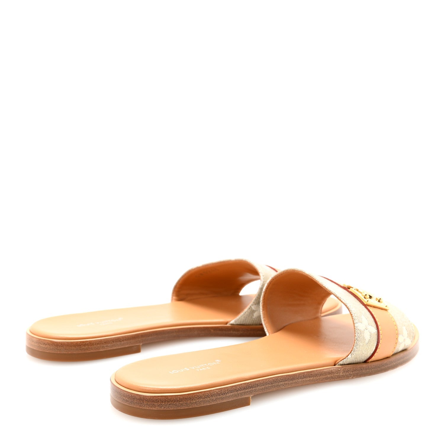 LOUIS VUITTON MONOGLAM LOCK IT FLAT MULE GOLD