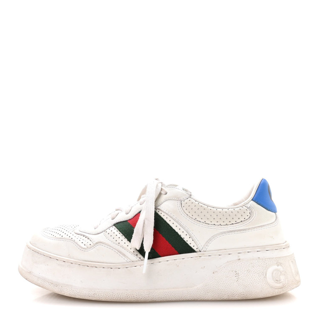 GUCCI CALFSKIN CROCODILE WEB ACE SNEAKERS WHITE BEIGE & GG MONOGRAM