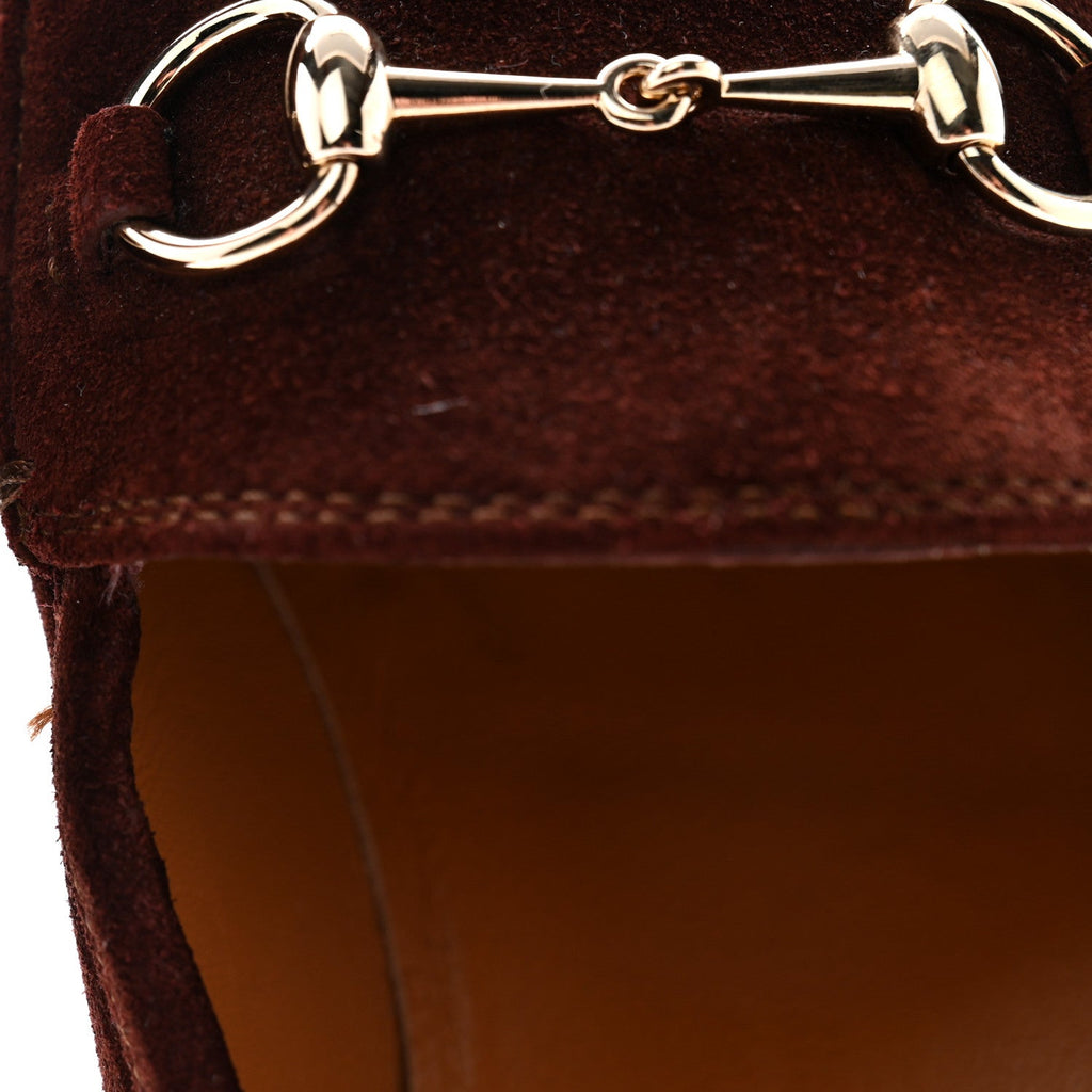 GUCCI VELVET GG MONOGRAM HORSEBIT JORDAAN LOAFERS BLUE BROWN SUEDE