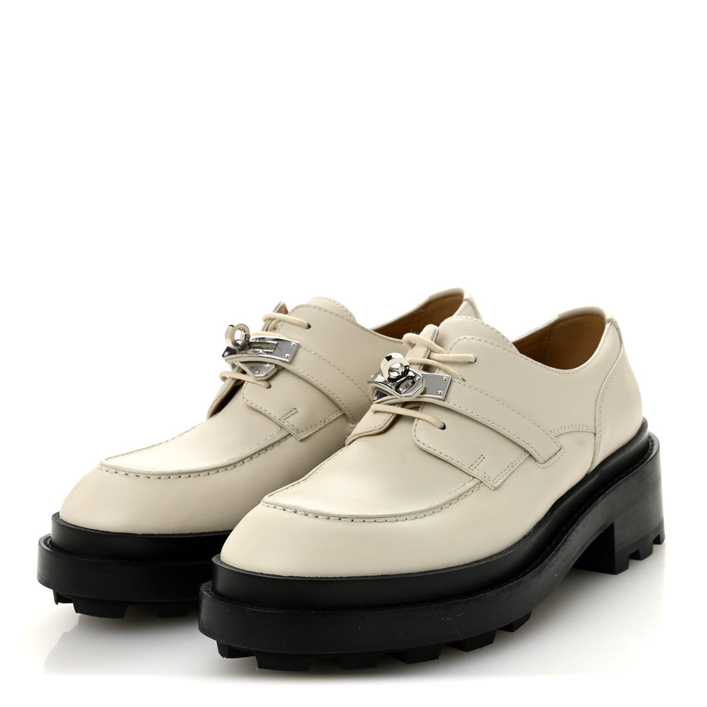 HERMES FIRST DERBY OXFORD LOAFER CALFSKIN BEIGE GLAISE SHW