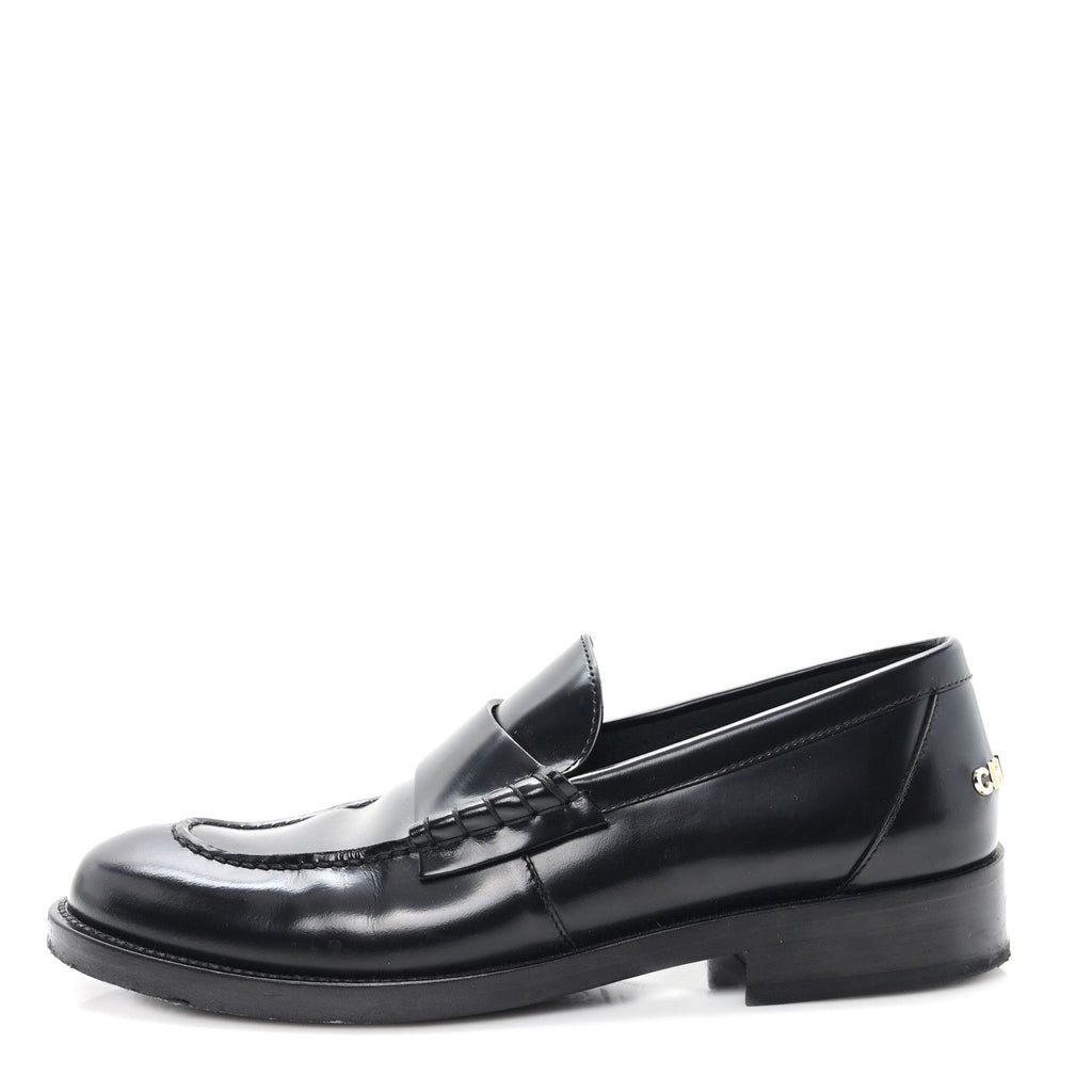 CHANEL 24A CC LOGO LOAFER/MOCCASINS SHINY CALFSKIN BLACK