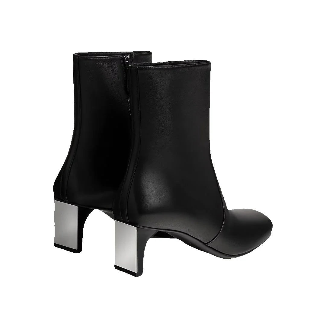 Hermès Lisa 55 Ankle Boot - Black with silver heel