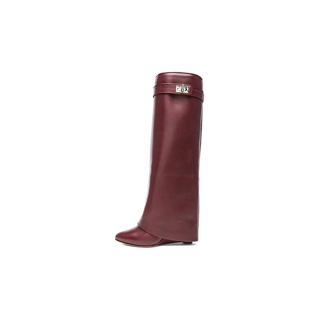 Givenchy Calfskin Shark Lock Ankle Boot - Burgundy