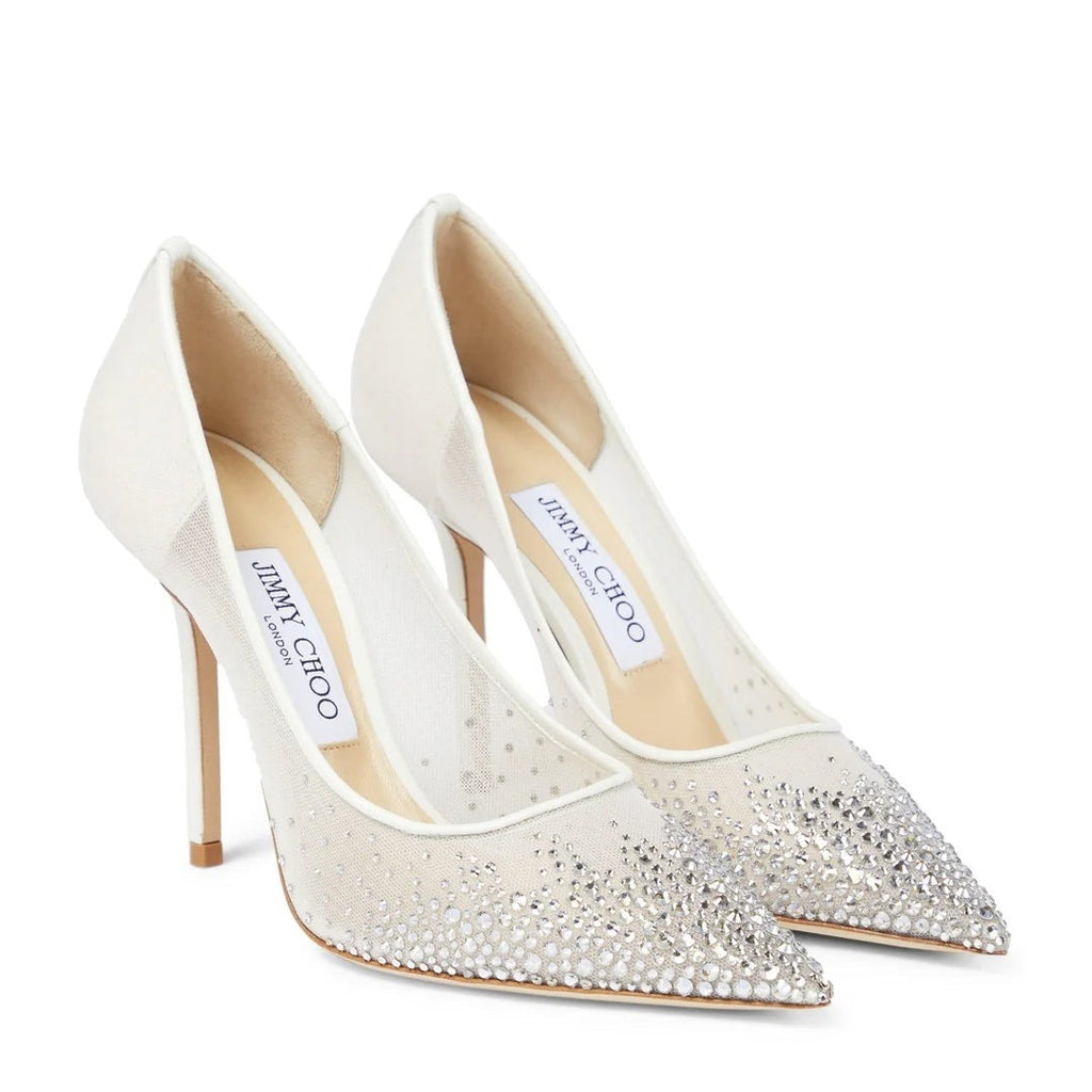 Jimmy Choo Crystal Embellished Pumps - White/Ivory