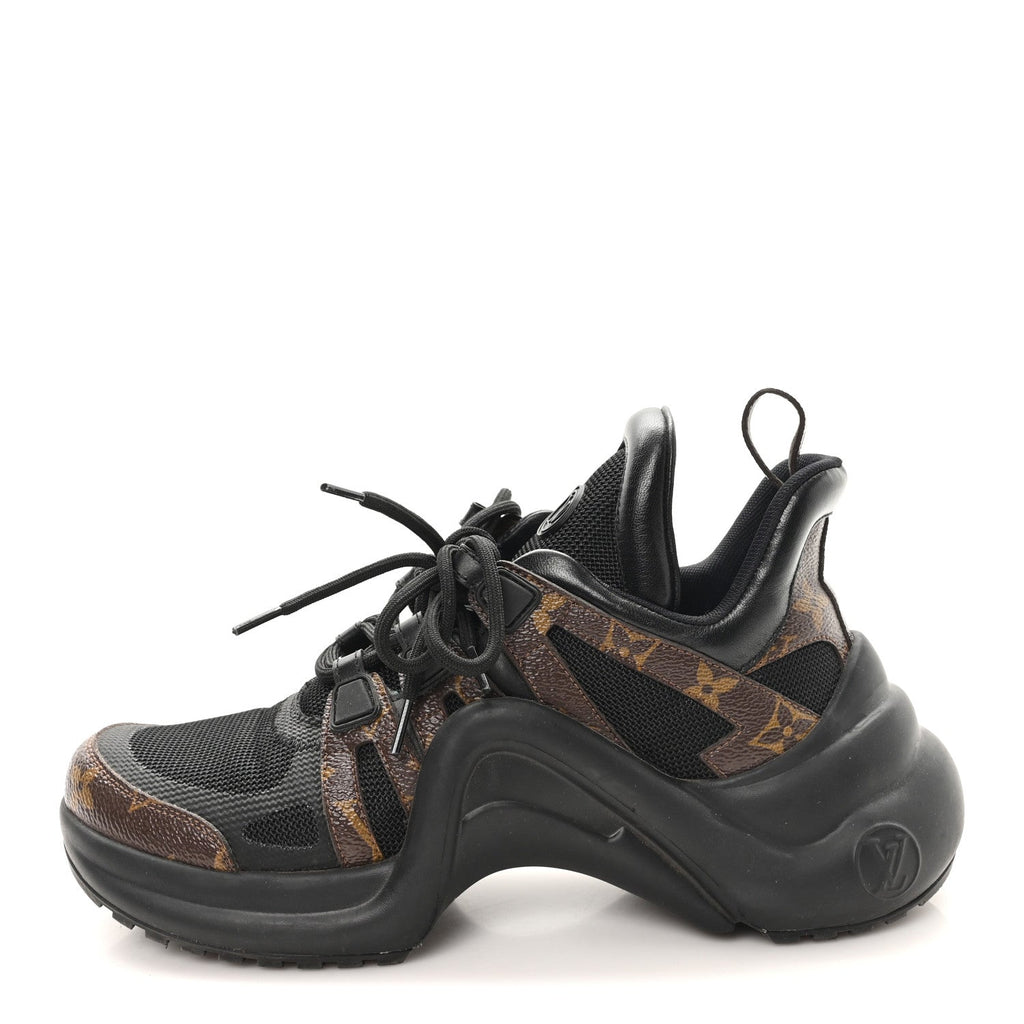 LOUIS VUITTON CALFSKIN PATENT MONOGRAM LV ARCHLIGHT SNEAKER BLACK