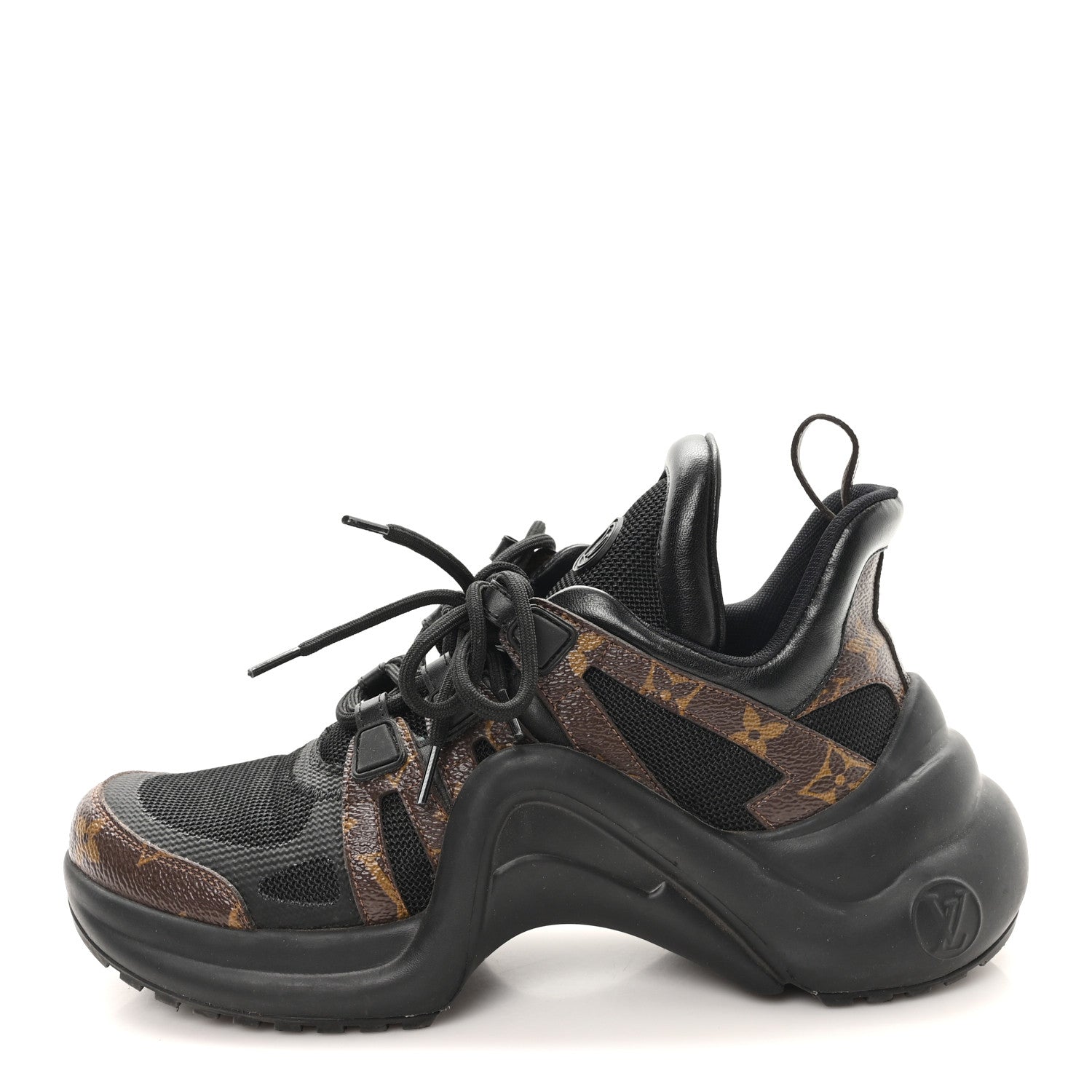 LOUIS VUITTON CALFSKIN PATENT MONOGRAM LV ARCHLIGHT SNEAKER BLACK