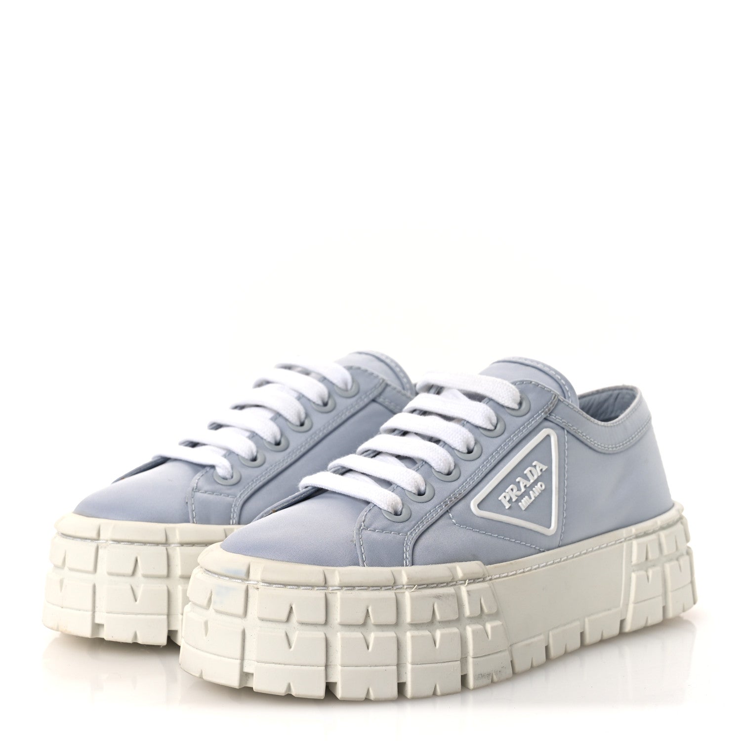 PRADA RE-NYLON GABARDINE TRIANGLE LOGO DOUBLE WHEEL SNEAKERS GREEN