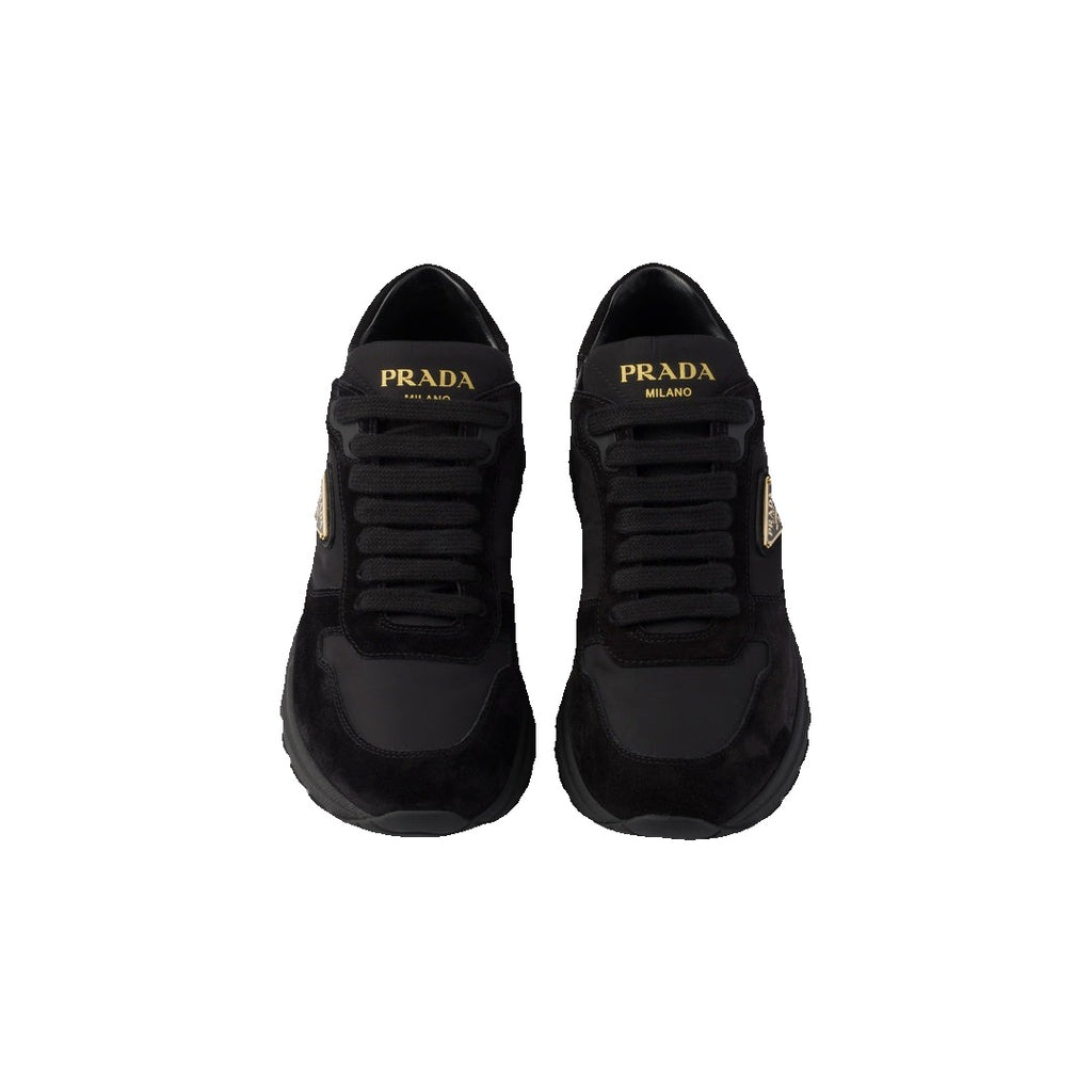 Prada Nylon and Suede Low-Top Sneakers - Black