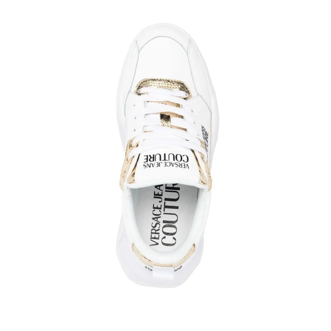 Versace Jeans Couture Barocco Printed Lace-Up Sneakers - White/Gold