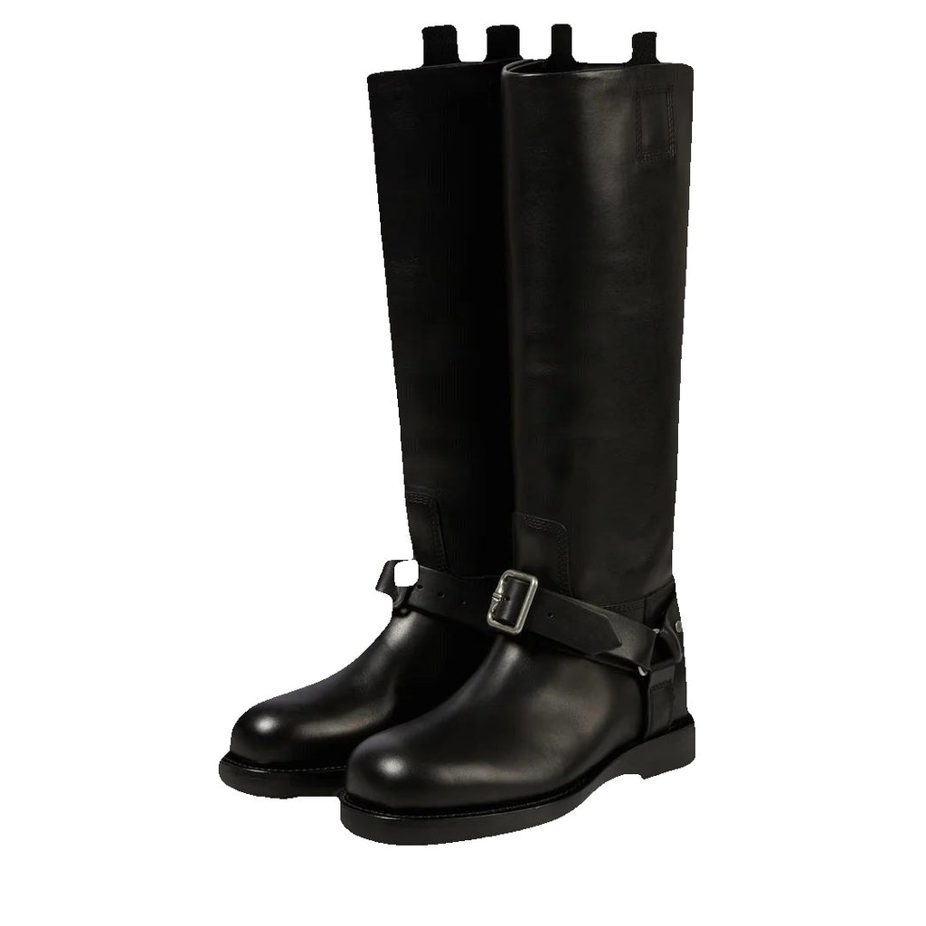 Burberry Leather Saddle High Boots - Black