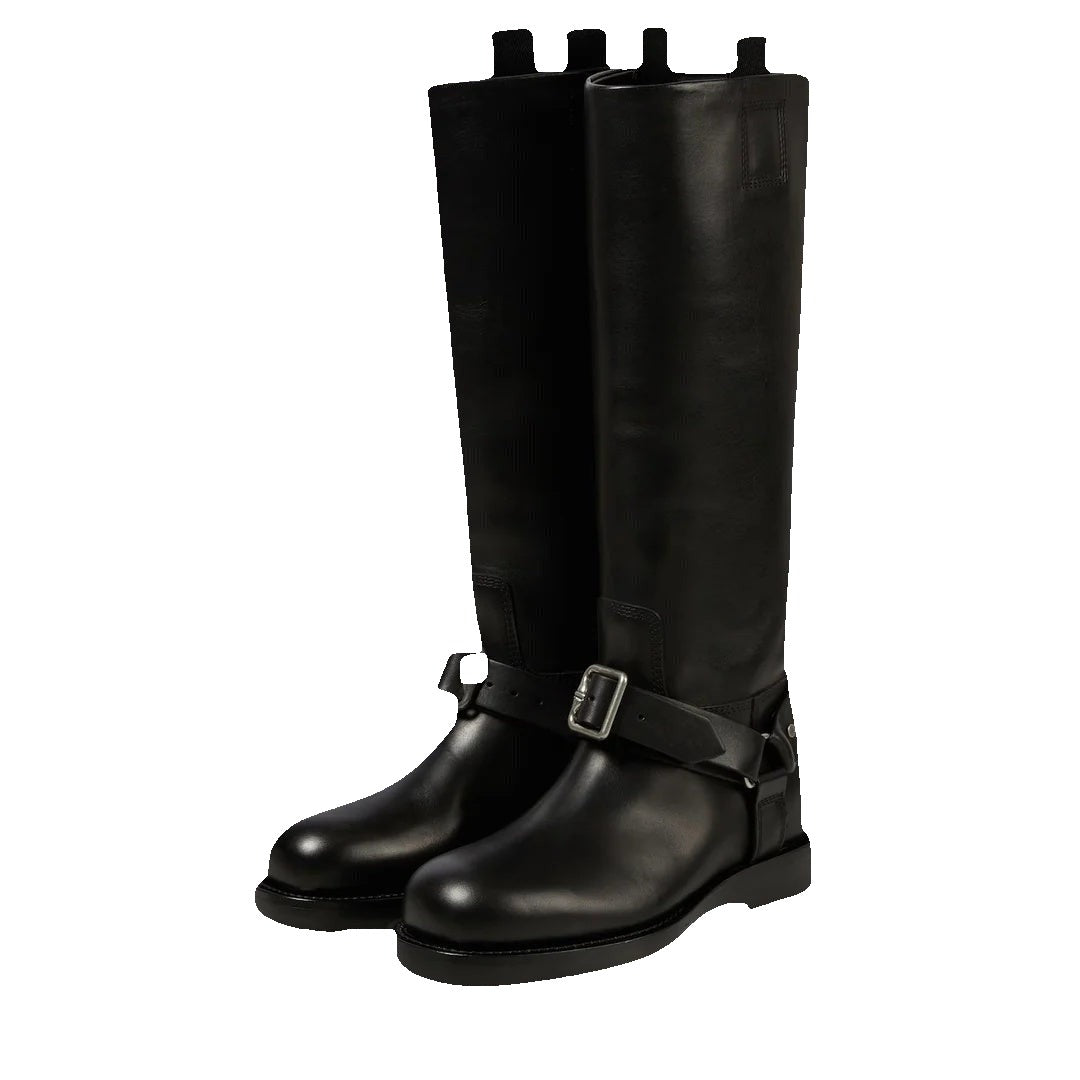 Burberry Leather Saddle High Boots - Black