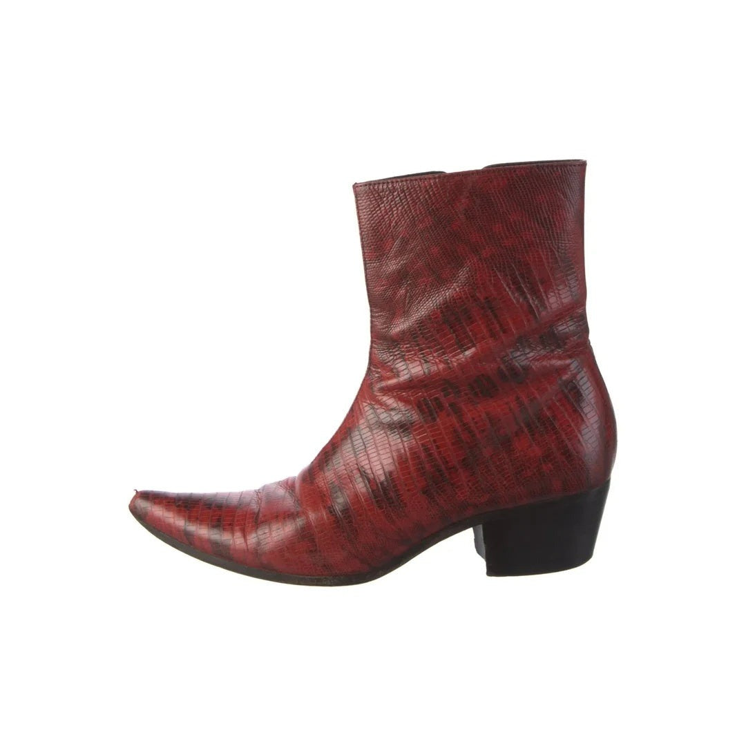 Miu Miu Vintage Leather Slouchy Boots - Red