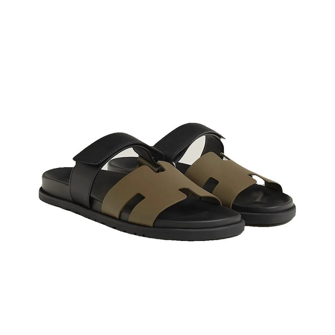 Hermès Mykonos Sandal - Olive/Black
